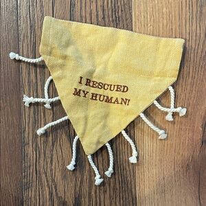 Yellow Dog Bandana with 'I Rescued My Human!'